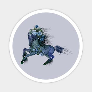 Awesome wild fantasy horse with roses Magnet